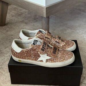 Golden Goose Rose Gold Glitter Sneakers with Star